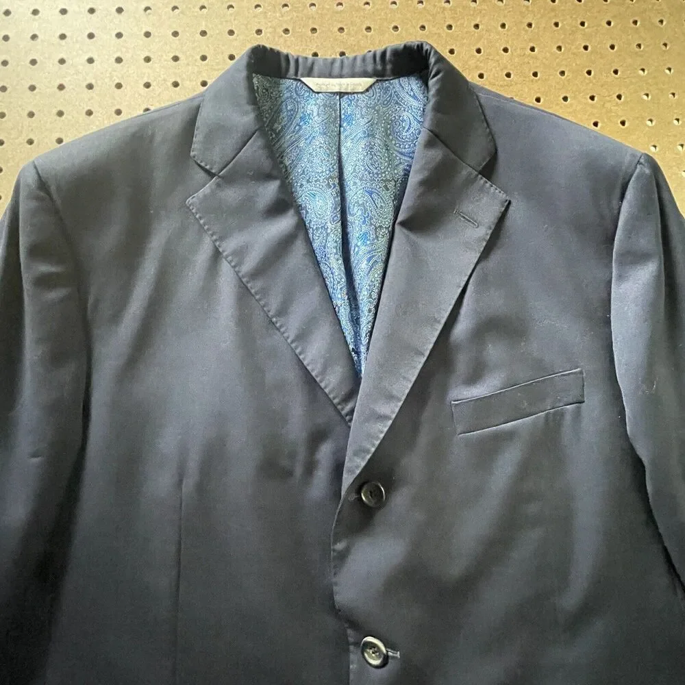 Samuelsohn Gable Suit Jacket Mens 48 R Navy Loro Piana Extreme S120s Wool Modern
